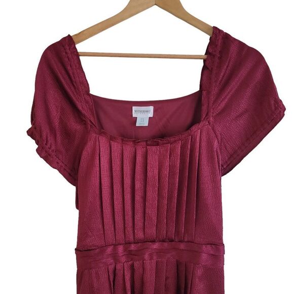 Motherhood Maternity cap sleeve tie waist dress red burgundy large - Picture 8 of 8